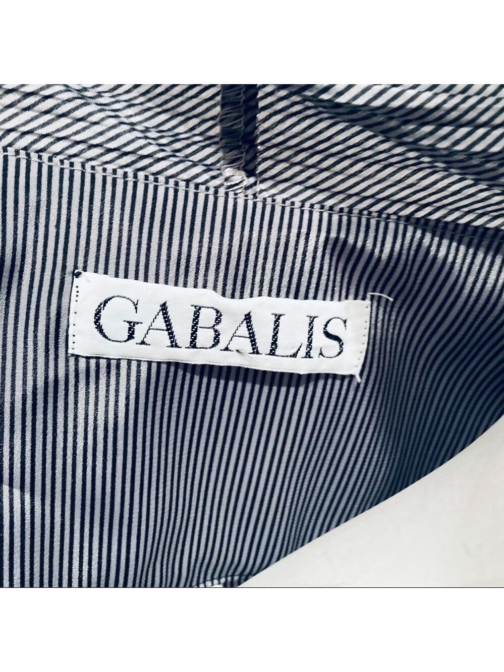 GABALIS Retro Black/Silver Stripe Tie Top Blouse M - Picture 8 of 11